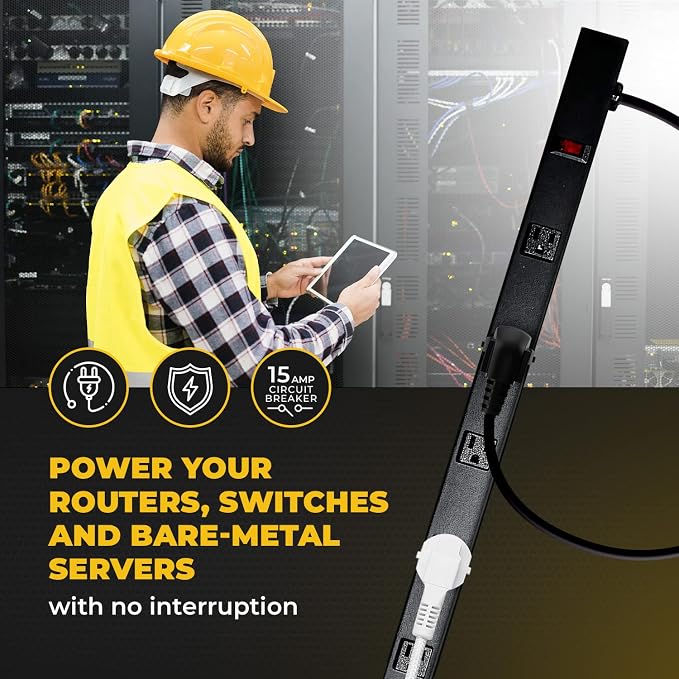 9 Black Verticle Outlets 6 Feet Power Cord Heavy Duty Metal Surge Protector - Image 9