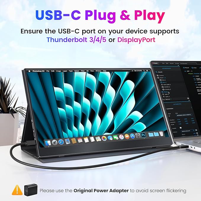 Portable Monitor 4K 15.6 inch UHD 3840X2160 100% sRGB USB-C HDMI IPS HDR - Image 2