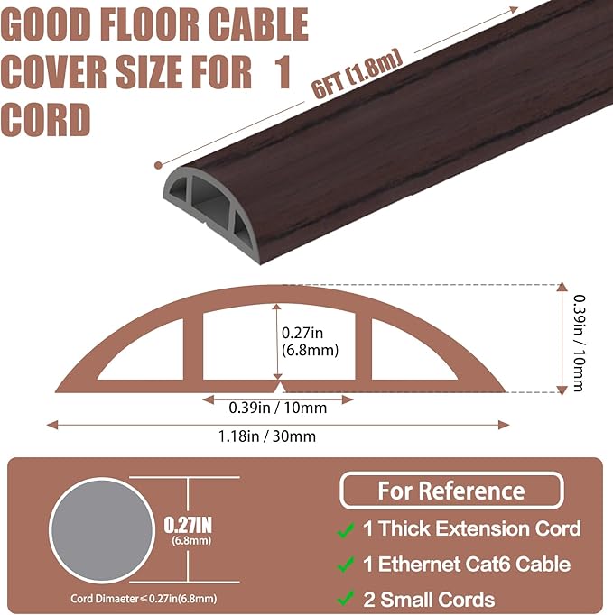 Floor Cord Covers for Wires 6FT Cable Hider Wire Cover Self Adhesive Cord Hider - Image 2