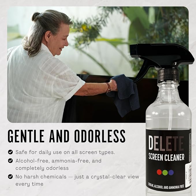 Delete Screen Cleaner Spray Kit, 16oz Bottle and 12"x12" Microfiber Cleaning - Image 6