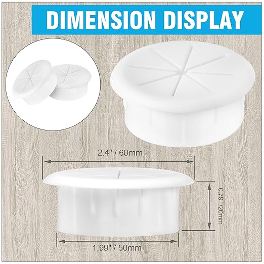 2" White Desk Grommet, JTemgle Flexible Cable Grommet Rubber Cable Hole Cover - Image 2