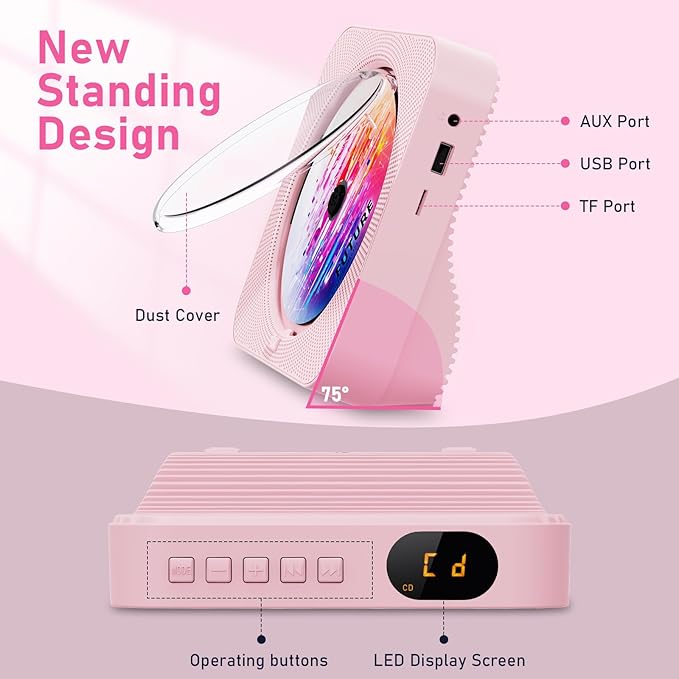 CD Player Portable Bluetooth 5.1 Desktop CD Player - Image 7