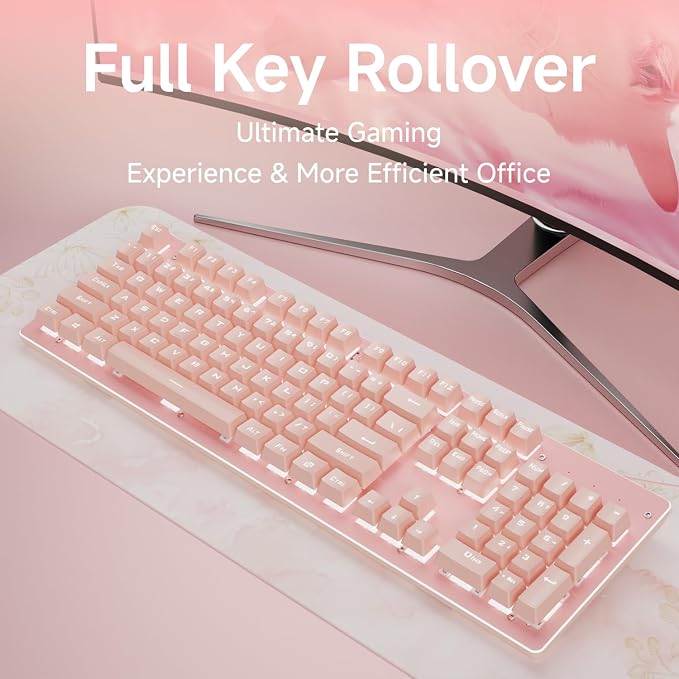 EWEADN TK100 Typewriter Keyboard Wired Mechanical Keyboard, 104 Keys Aesthetic - Image 6