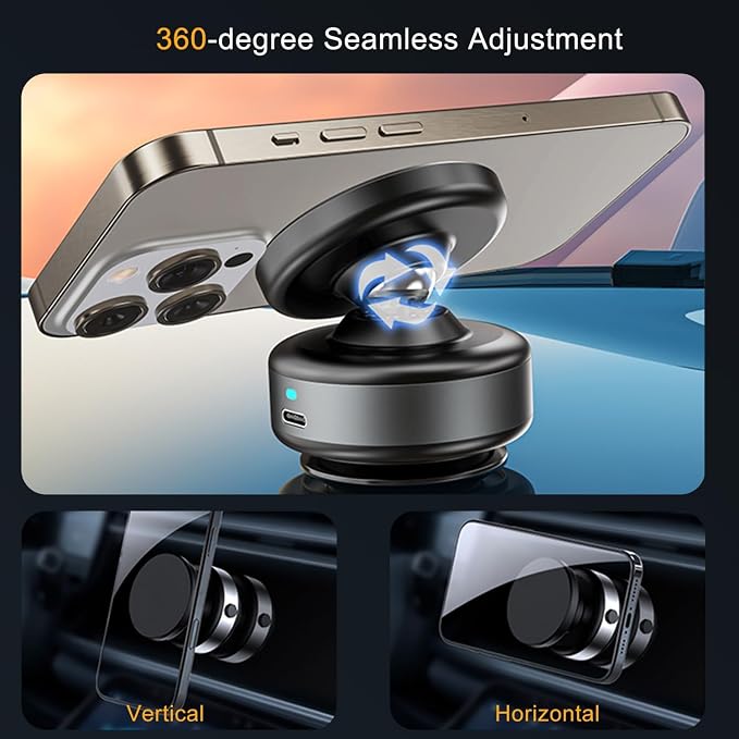 15W Wireless for MagSafe Car Mount Charger, 360° Adjustable Vacuum Magnetic - Image 6