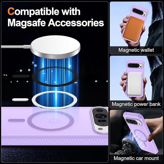 Magnetic for Google Pixel 9/Pixel 9 Pro Case, Shockproof Slim Translucent Matte - Image 2