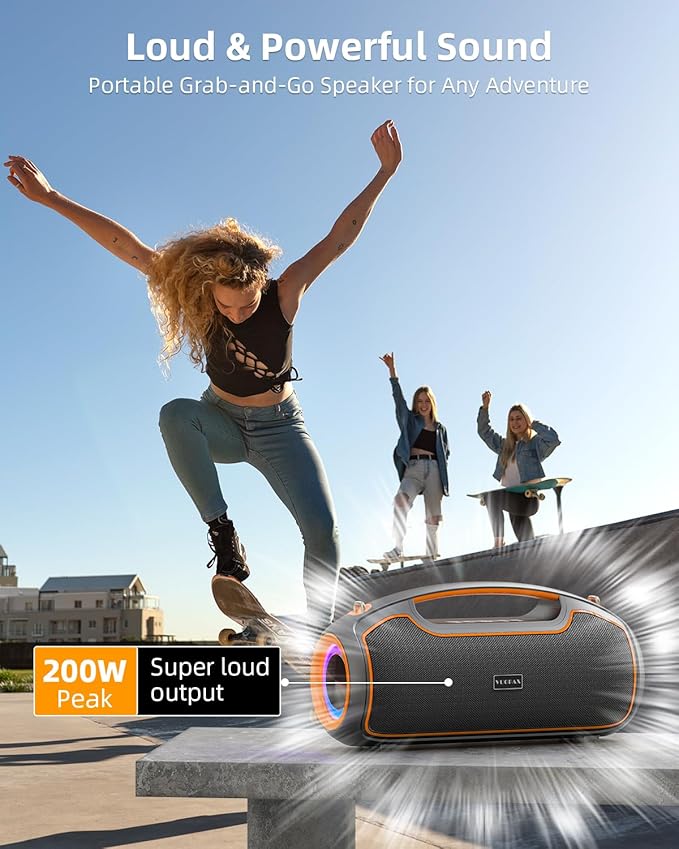 Portable Bluetooth Speakers Wireless, 200W Peak Loud Sound and Deep Bass - Image 4