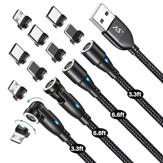 A.S Magnetic Charging Cable-3 in 1 Magnetic Phone Charger Data Transfer by AS