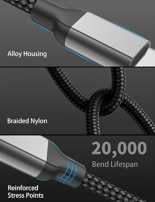 1ft USB C to USB C Cable 4Pack, 60W Short USB C Charger Cable, 12 inch Type C - Image 4