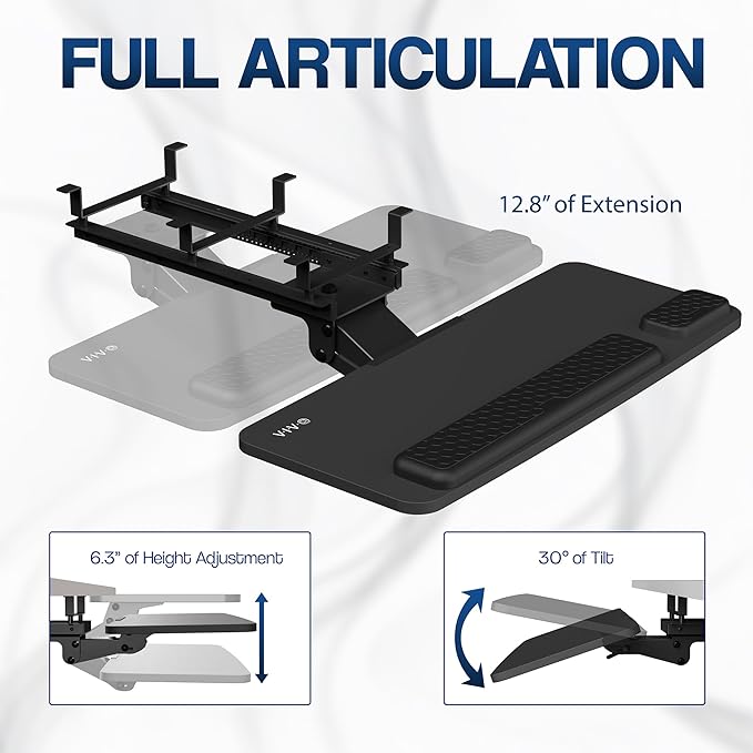 VIVO Premium Adjustable Computer Keyboard and Mouse Platform Tray, Ergonomic - Image 3