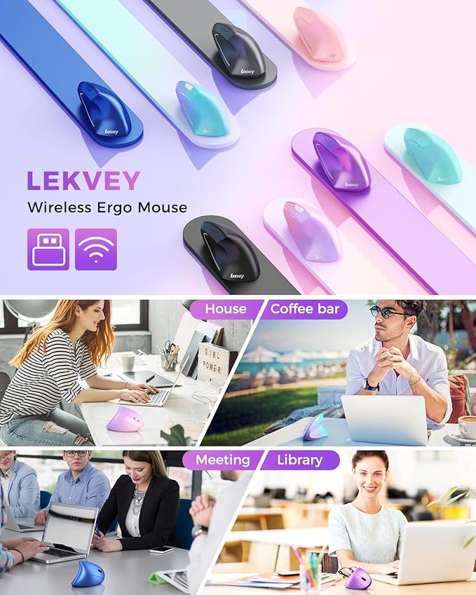 Lekvey Ergonomic Mouse, Wireless Vertical Mouse Rechargeable 2.4 GHz Optical - Image 7