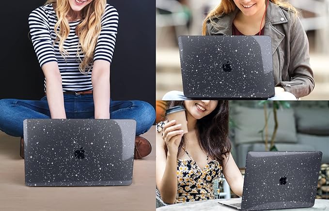CISSOOK Black Glitter Case for MacBook Air 13.6 inch 2025 2024 2022 Release - Image 8