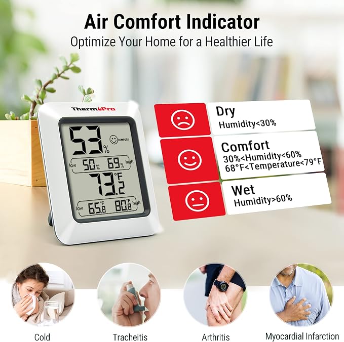 ThermoPro TP50 Digital Hygrometer Indoor Thermometer Room Thermometer and - Image 3