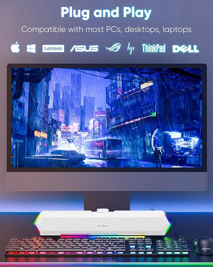 LENRUE G11 Computer Speakers for Desktop, Touch Lights PC Speakers - Image 5