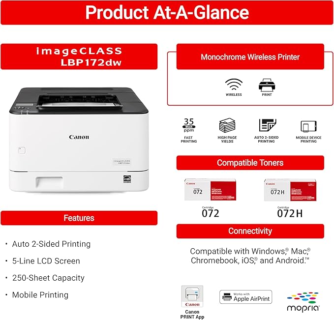 Canon imageCLASS LBP172dw – Monochrome Duplex, Wireless Laser Printer, Single - Image 3