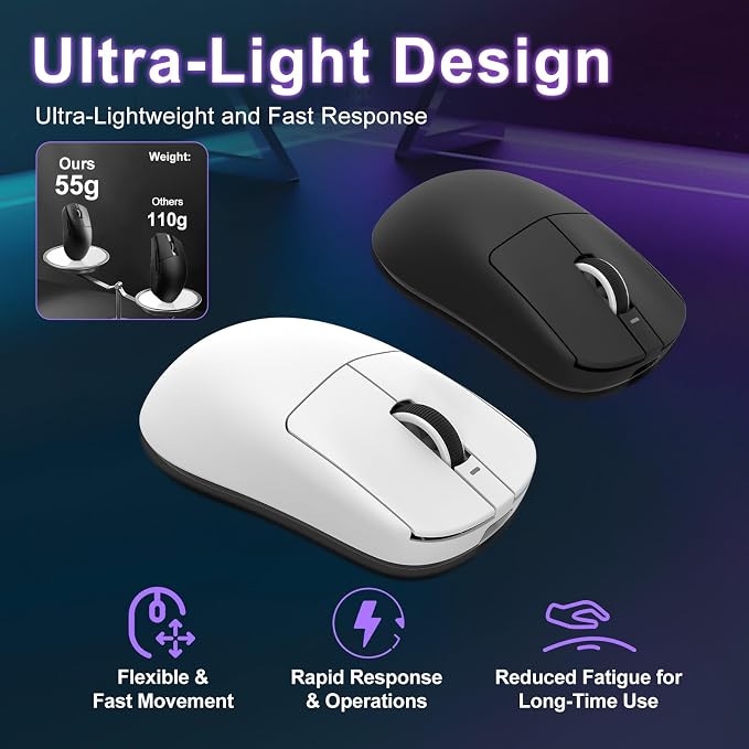 R1 SE+ Gaming Mouse, 18000 DPI, High-Precision PAW3395 SE Sensor, 55g - Image 5