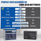 12V 50Ah LiFePO4 Battery, Built in BMS Rechargeable Lithium Battery - Image 4