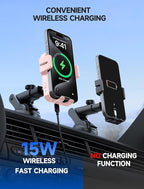MOKPR Wireless Car Charger, 15W Auto Clamping Car Charger Dash Windshield Air - Image 4