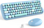 KNOWSQT Wireless Keyboard and Mouse Combo, Light Blue 100 Keys 2.4 GHz Round by KNOWSQTKeyboardMouse