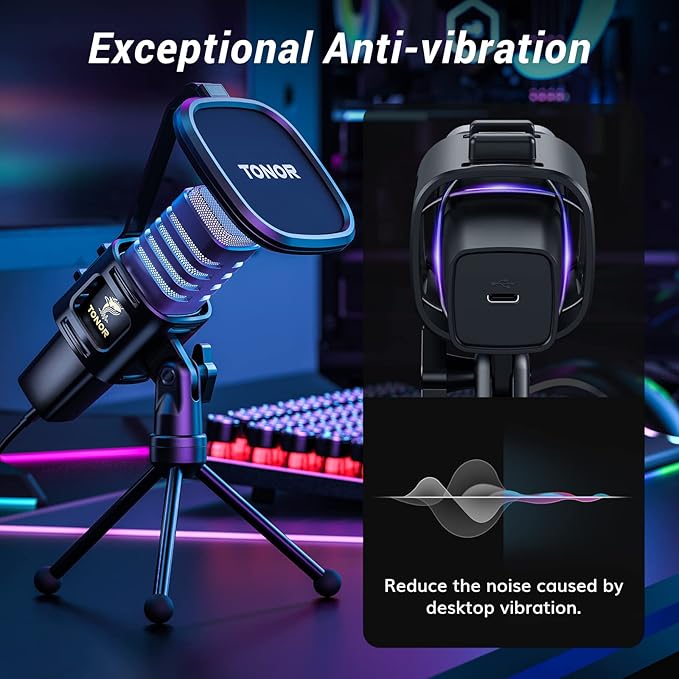 TONOR RGB USB Microphone, Cardioid Condenser Computer PC Mic - Image 5