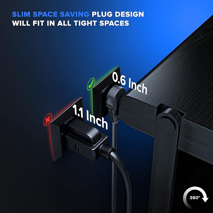 Maximm Cable 12 Ft 360° Rotating Flat Plug Extension Cord, 16/3 AWG Multi 3 - Image 2