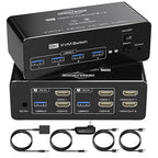 DEMEXBOOK HDMI KVM Switch 2 Monitors 2 Computers 8K@60Hz 4K@120Hz, by DemexBook