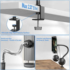 Tablet Stand for Desk, Gooseneck iPad Holder Clamp Mount, 360° Adjustable Arm - Image 2