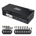 TESmart USB 3.0 HDMI KVM Switch 3 Monitors 4 Computers 4K@60Hz, Audio&Microphone by TESmart