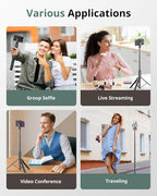 Sensyne 68" Phone Tripod & Selfie Stick, Lightweight All in One Phone Tripod - Image 2