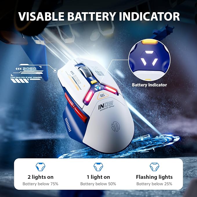 INPHIC IN9 Wireless Gaming Mouse, True Tri-Mode Bluetooth/Type-C Wired/2.4G - Image 6