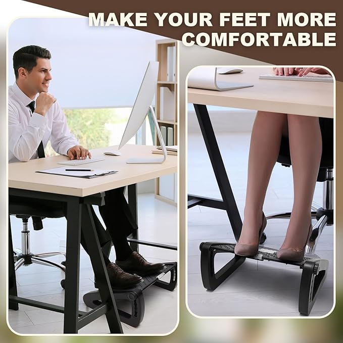 2 Pcs Foot Rest for Under Desk at Work, Ergonomic 6 Heights Adjustable Footrest - Image 5