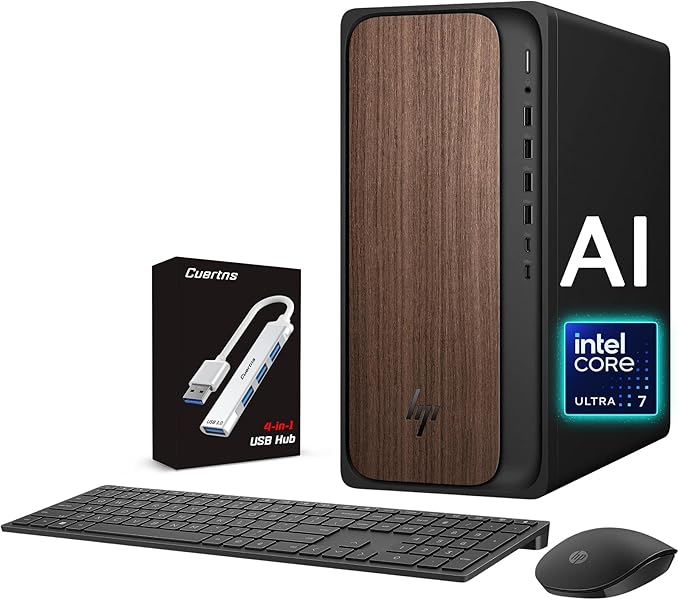 HP OmniDesk Desktop AI Ready PC, Intel Ultra 7 265, Prebuilt Business Tower by HP