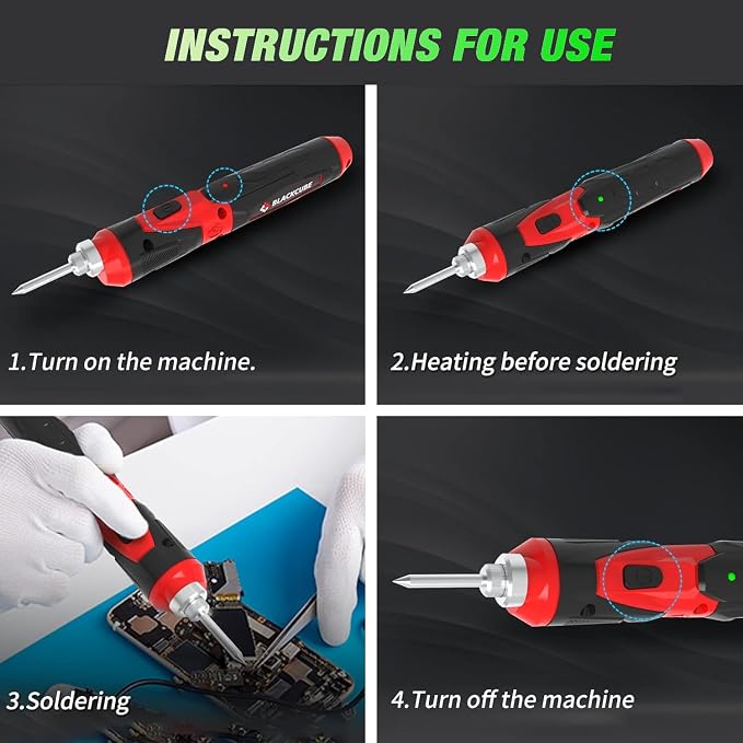 BLACKCUBE 4V Cordless Soldering Iron Kit, Rechargeable Soldering Iron - Image 7