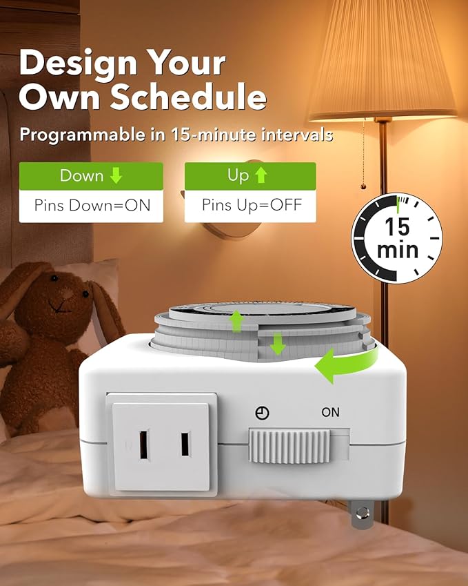 HBN Outlet Timer for Electrical Outlets Indoor, 24 Hour Mechanical Light Timers - Image 4