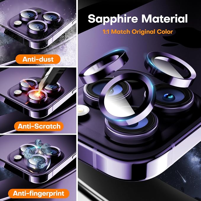 Camera Lens Protector for iPhone 16 Pro Max/16 Pro/15 Pro Max/15 Pro/14 Pro - Image 2