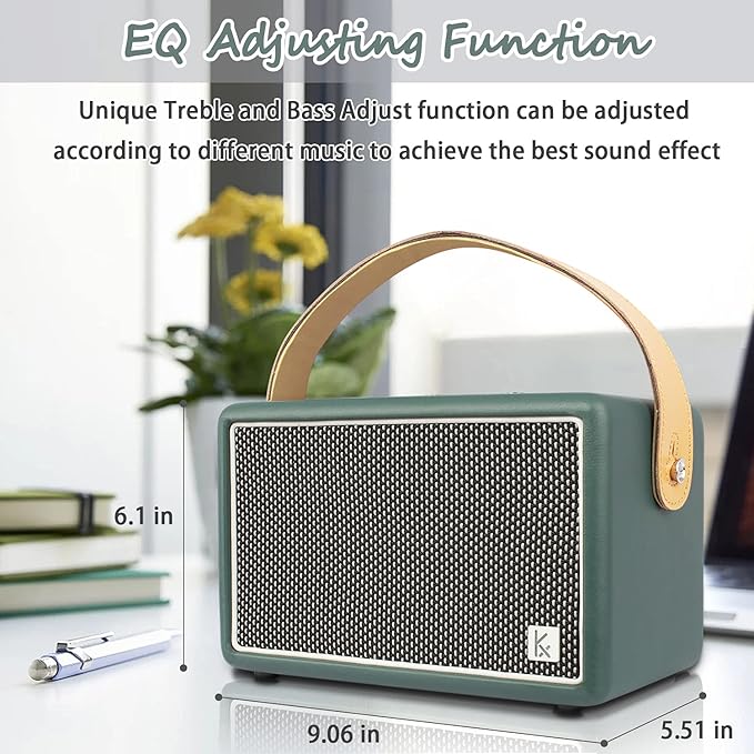 Vintage Bluetooth Speaker, KONEX 40W Leather Portable Wireless Speaker - Image 6