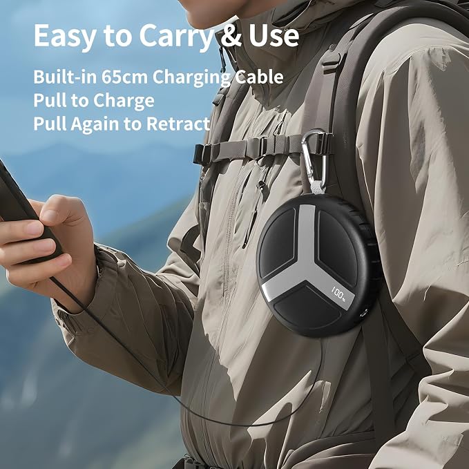 Vivilumens Retractable Power Bank Outdoor Portable 10000mAh Cell Phone Fast - Image 2