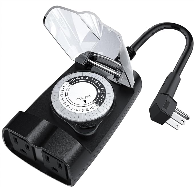 G-Homa 24 Hour Mechanical Outdoor Timer Outlet, Outdoor Timer by G-Homa