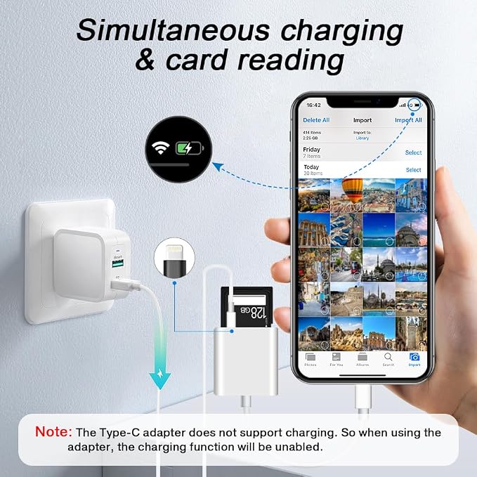 SD Card Reader for iPhone iPad, Micro SD Card Reader Memory Card Reader Plug - Image 3