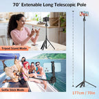 70" Phone Tripod & Selfie Stick, Extendable Tripod - Image 5
