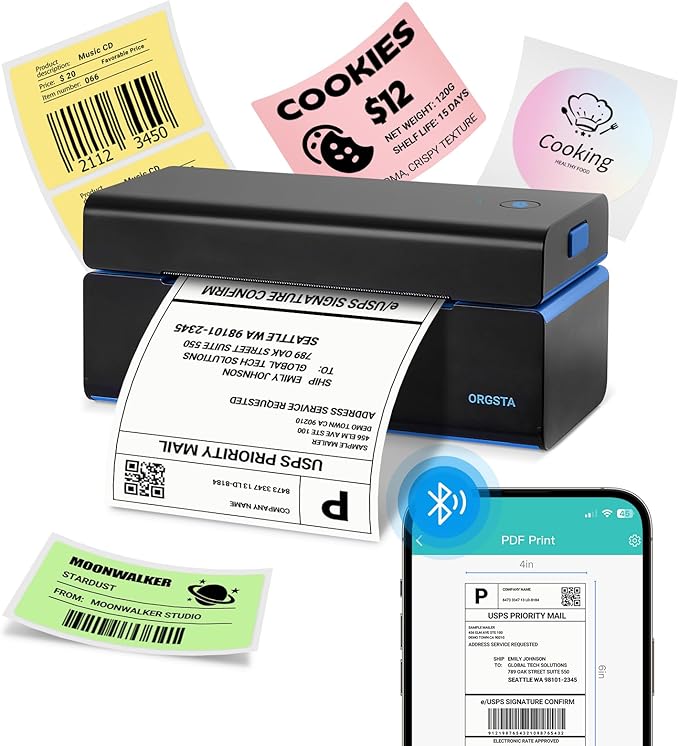 ORGSTA Bluetooth Thermal Shipping Label Printer T001-Plus Wireless 4x6 Shipping by ORGSTA