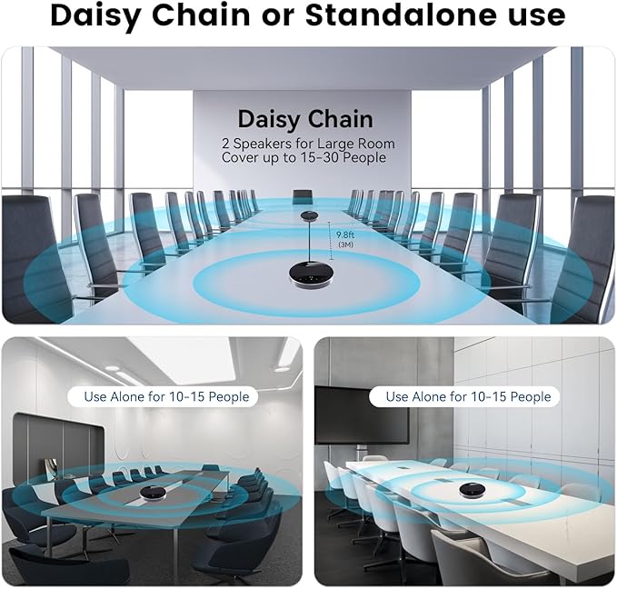 2-in-1 Conference Speaker and Microphone, Daisy Chain Wireless Bluetooth - Image 7