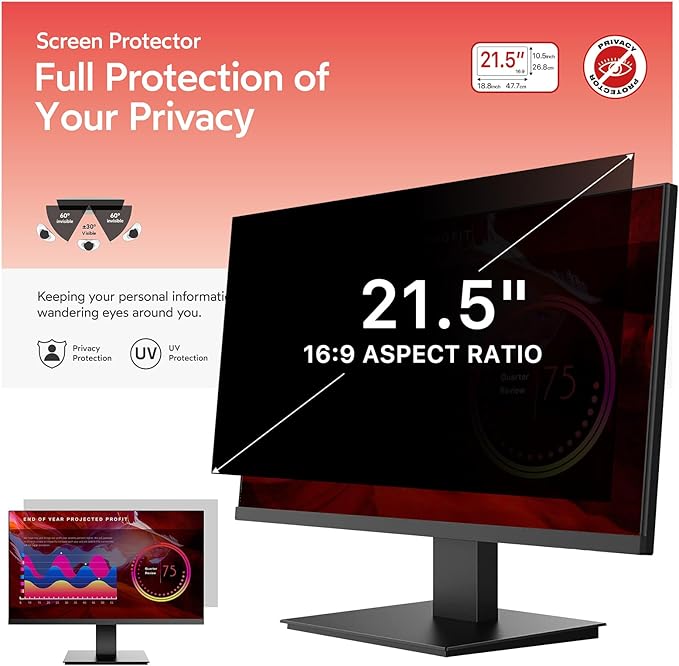 BERSEM 21.5 Inch Monitor Computer Privacy Screen Filter by BERSEM