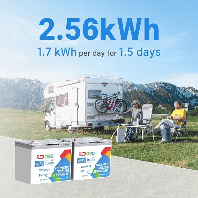 Redodo 12.8V 100Ah Group 24 Battery, 1280Wh Deep Cycle LiFePO4 Battery - Image 9
