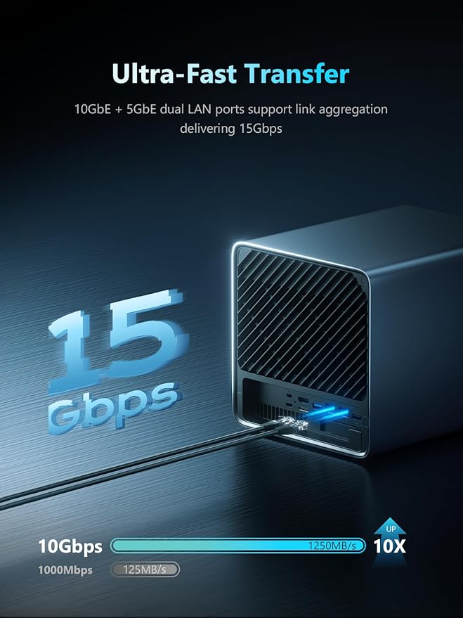 MINISFORUM N5 Pro 5-Bay Desktop AI NAS, AMD Ryzen AI 9 HX PRO 370 CPU, 16GB DDR5 - Image 7