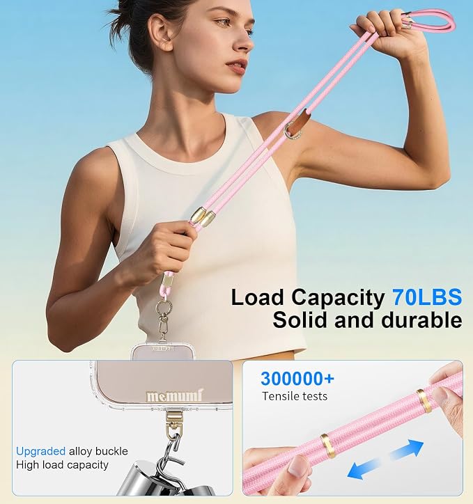 memumi 3 in 1 Universal Adjustable Phone Lanyard, Crossbody Neck Wrist Strap - Image 2