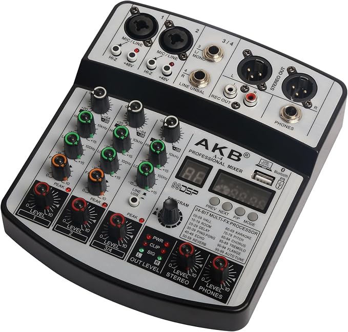 Dj Mixers 4 Channel Audio Mixer Sound Board by jindaaudio