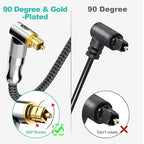 EMK Premium 24K Gold-Plated Right Angle Optical Cable – 90° Toslink to Toslink - Image 5