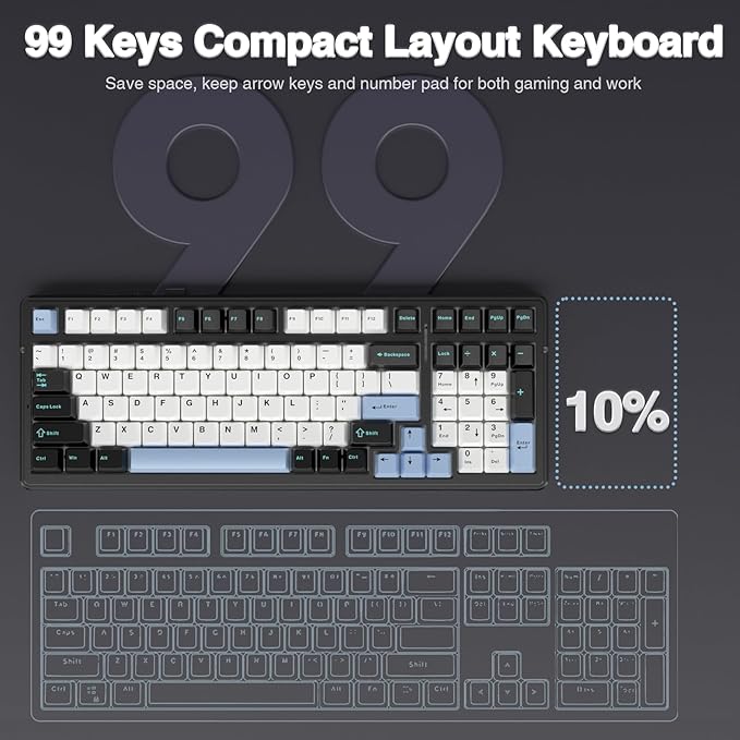 AULA F99 Wireless Mechanical Keyboard, Tri-Mode BT5.0/2.4GHz/USB-C Hot - Image 9