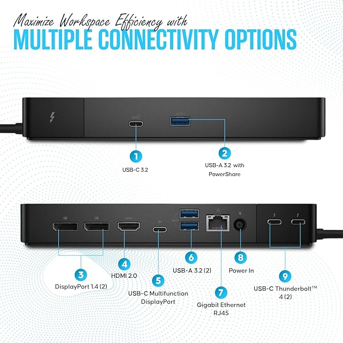 WD22TB4 Dell Thunderbolt 4 Dock 40Gbps USB-C/USB A - Image 4