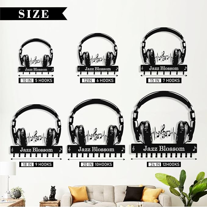 Personalized Headphone Key Holder Wall Mount, Custom Metal Key Rack Key Holder - Image 6